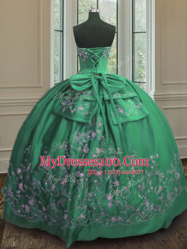 Fantastic Floor Length Ball Gowns Sleeveless Green Quinceanera Gowns Lace Up