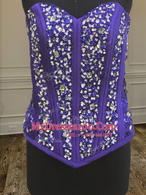Three Piece Sleeveless Beading and Ruffles and Sequins Lace Up Ball Gown Prom Dress