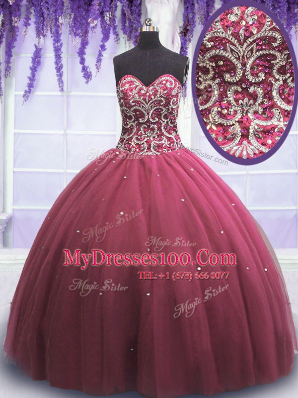 Modest Tulle Sleeveless Floor Length Quinceanera Dress and Beading and Appliques