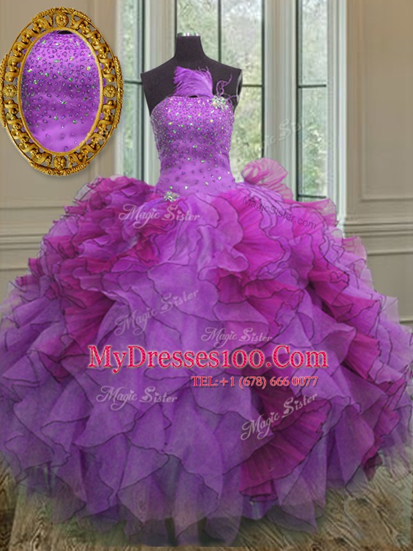 Floor Length Ball Gowns Sleeveless Multi-color 15th Birthday Dress Lace Up