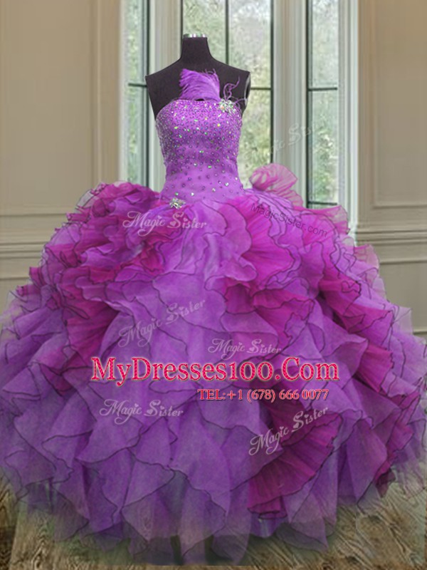 Floor Length Ball Gowns Sleeveless Multi-color 15th Birthday Dress Lace Up