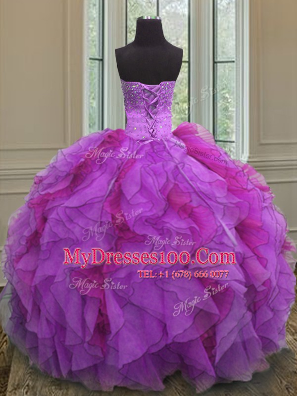 Floor Length Ball Gowns Sleeveless Multi-color 15th Birthday Dress Lace Up