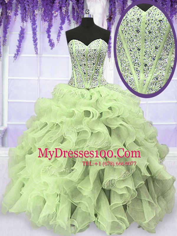Sleeveless Beading and Ruffles Lace Up Sweet 16 Dresses