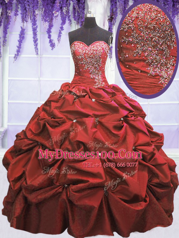 Dramatic Coral Red Sweet 16 Dress Military Ball and Sweet 16 and Quinceanera and For with Beading and Pick Ups Sweetheart Sleeveless Lace Up