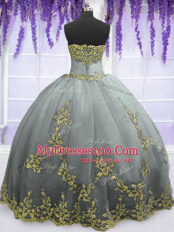 Colorful Sleeveless Appliques Zipper Quinceanera Gowns