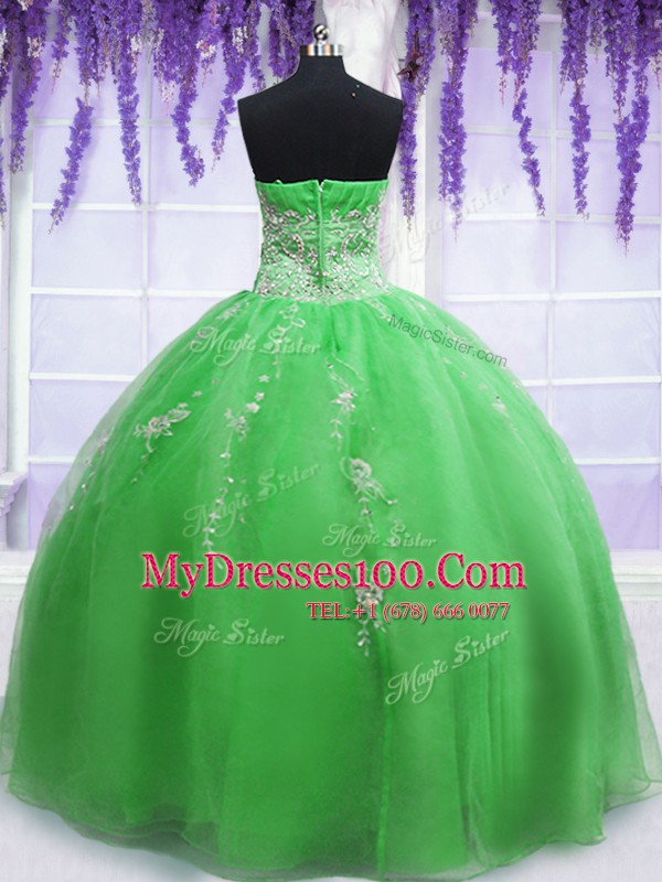 Sleeveless Beading and Embroidery Floor Length Quince Ball Gowns