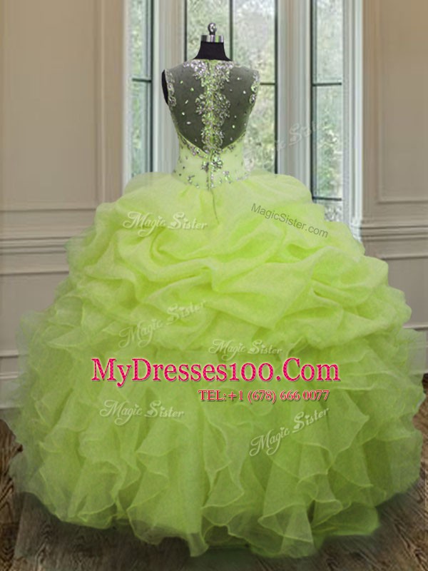 Suitable Straps Sleeveless Zipper Floor Length Beading and Ruffles 15 Quinceanera Dress
