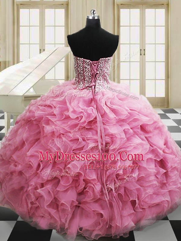 Sleeveless Beading and Ruffles Lace Up Quinceanera Gown