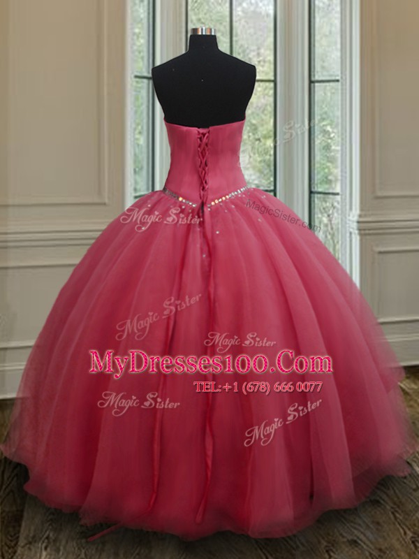 Custom Design Floor Length Ball Gowns Sleeveless Pink Quinceanera Gowns Lace Up
