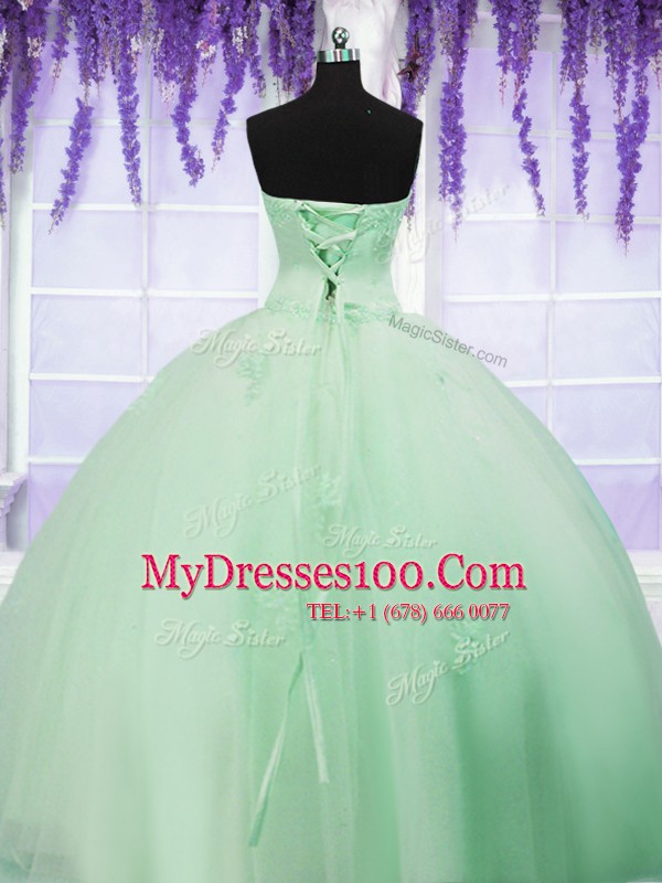 Sleeveless Tulle Lace Up Vestidos de Quinceanera for Military Ball and Sweet 16 and Quinceanera