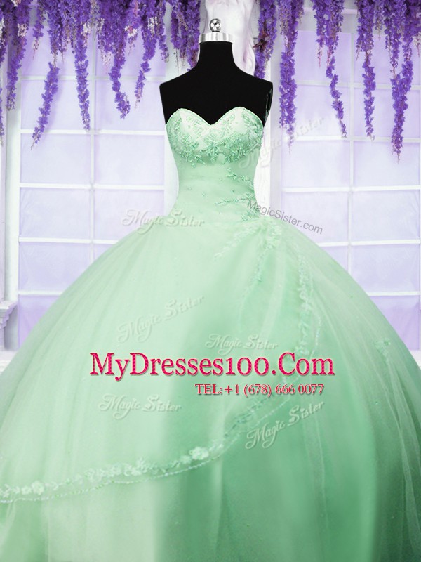 Sleeveless Tulle Lace Up Vestidos de Quinceanera for Military Ball and Sweet 16 and Quinceanera