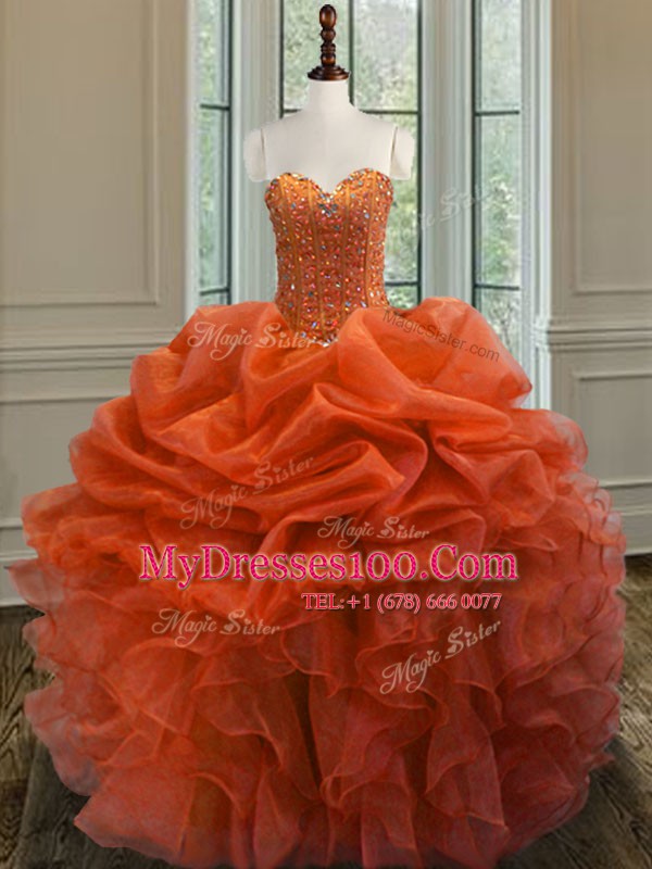 Eye-catching Sleeveless Lace Up Floor Length Beading and Ruffles Quinceanera Gown