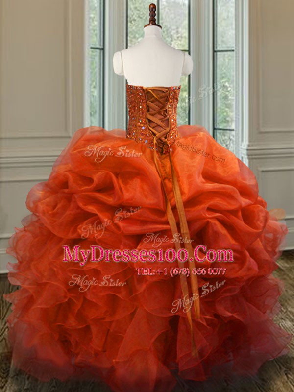 Eye-catching Sleeveless Lace Up Floor Length Beading and Ruffles Quinceanera Gown
