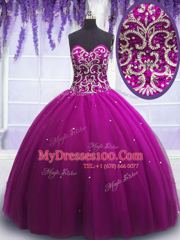 Tulle Sleeveless Floor Length Quinceanera Dresses and Beading