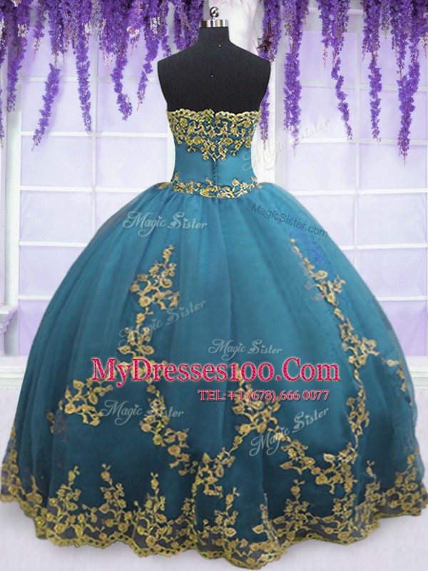 Sleeveless Lace and Appliques Zipper 15th Birthday Dress
