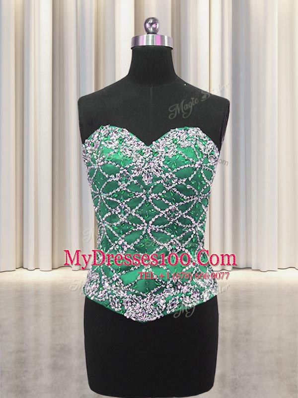 Trendy Three Piece Sleeveless Beading and Ruffles Lace Up Quinceanera Dress