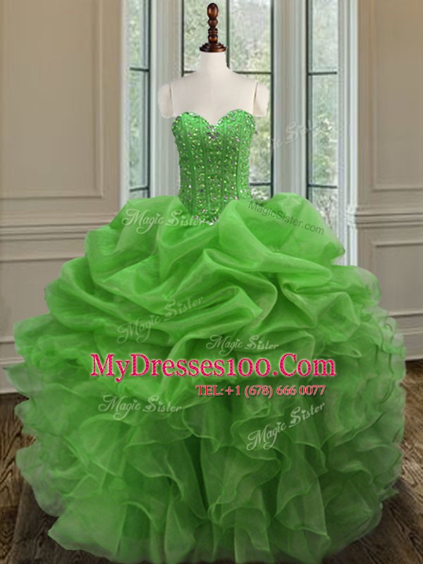 Glorious Sweetheart Neckline Beading and Ruffles 15th Birthday Dress Sleeveless Lace Up