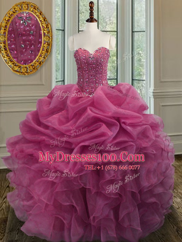 Discount Sweetheart Sleeveless Organza Quinceanera Gowns Beading and Ruffles Lace Up