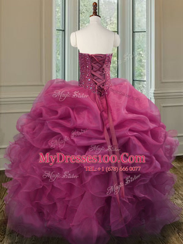 Discount Sweetheart Sleeveless Organza Quinceanera Gowns Beading and Ruffles Lace Up