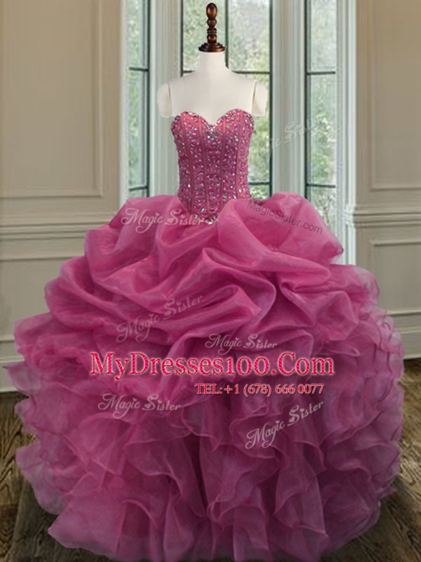 Discount Sweetheart Sleeveless Organza Quinceanera Gowns Beading and Ruffles Lace Up