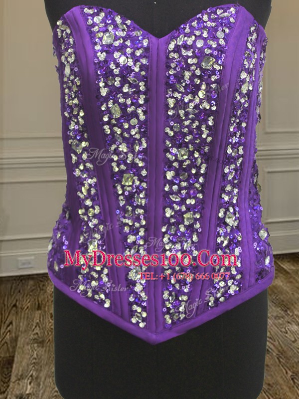 Fantastic Three Piece Sequins Sweetheart Sleeveless Lace Up Sweet 16 Dresses Multi-color Tulle