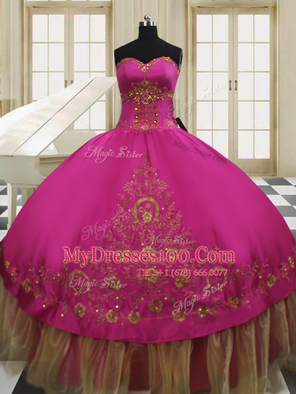 Captivating Sweetheart Sleeveless Taffeta Sweet 16 Dresses Beading and Embroidery Lace Up