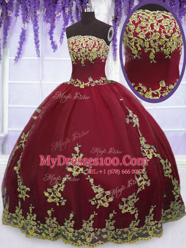 Decent Red Sleeveless Tulle Zipper Quinceanera Gown for Military Ball and Sweet 16 and Quinceanera