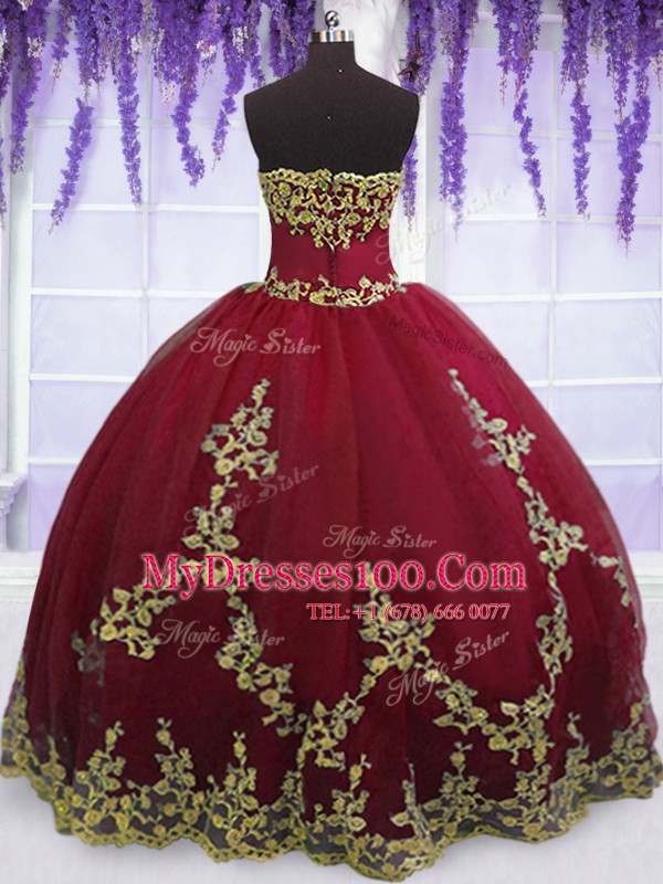 Decent Red Sleeveless Tulle Zipper Quinceanera Gown for Military Ball and Sweet 16 and Quinceanera