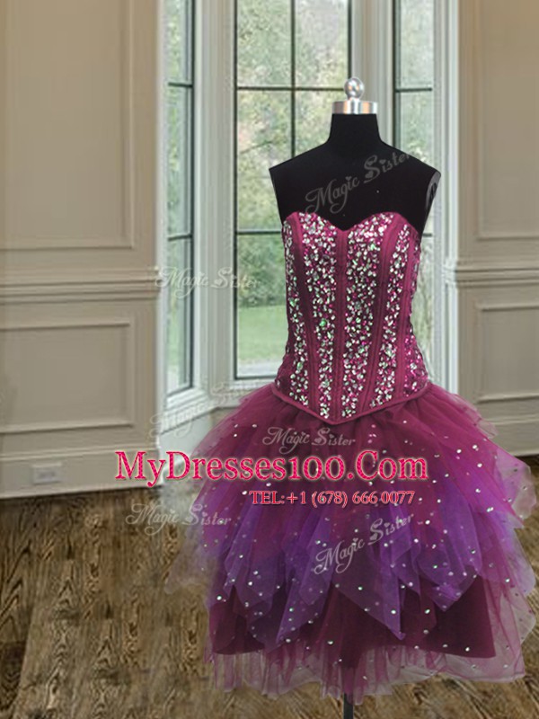 Three Piece Sequins Floor Length Multi-color Vestidos de Quinceanera Sweetheart Sleeveless Lace Up