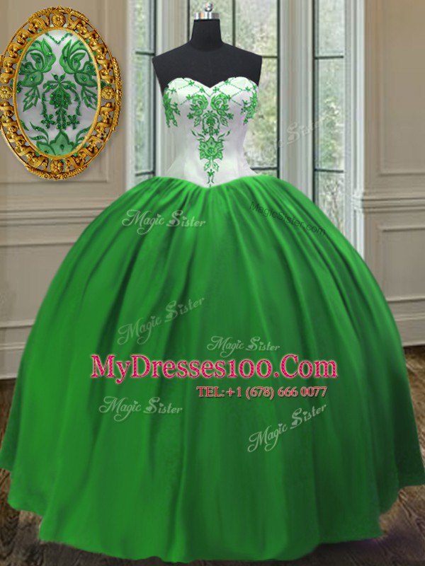 Green Sweet 16 Dresses Military Ball and Sweet 16 and Quinceanera and For with Embroidery Sweetheart Sleeveless Lace Up