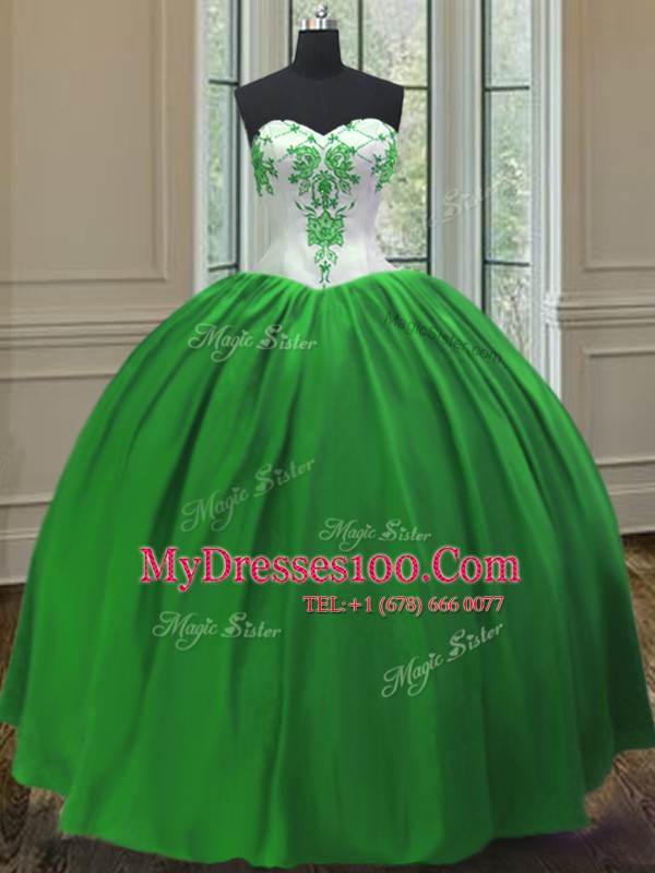 Green Sweet 16 Dresses Military Ball and Sweet 16 and Quinceanera and For with Embroidery Sweetheart Sleeveless Lace Up