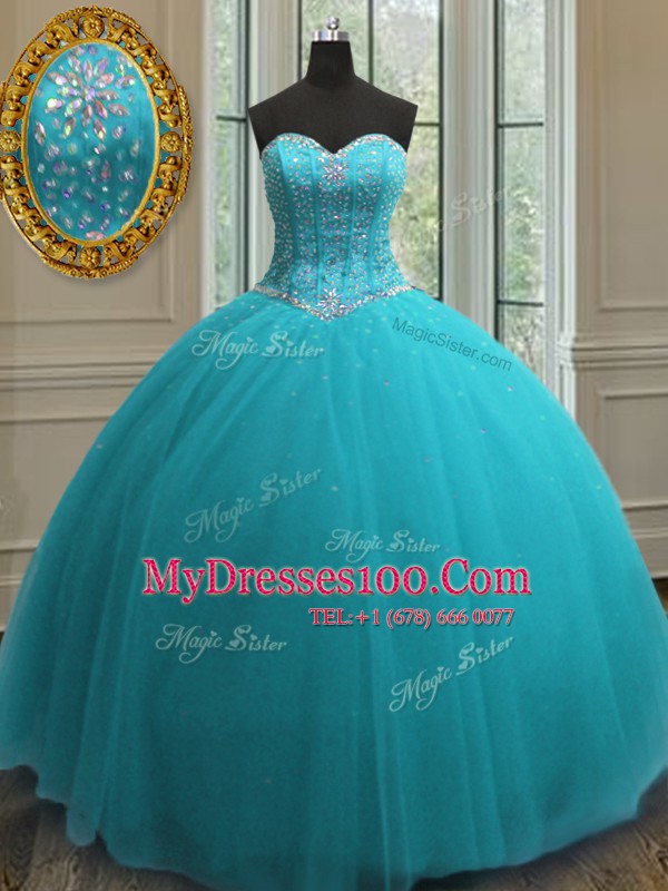 Trendy Sleeveless Beading Lace Up Ball Gown Prom Dress