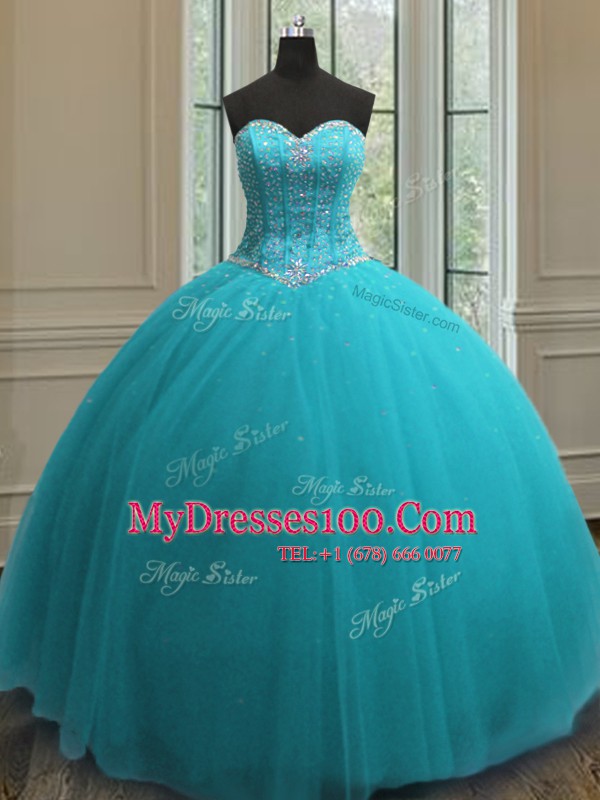 Trendy Sleeveless Beading Lace Up Ball Gown Prom Dress