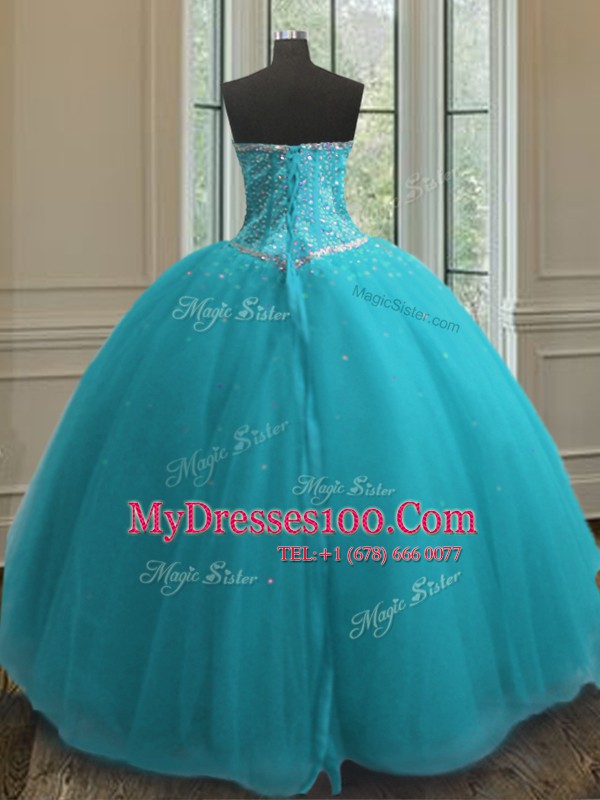 Trendy Sleeveless Beading Lace Up Ball Gown Prom Dress
