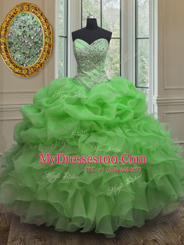 Amazing Beading and Ruffles and Pick Ups 15 Quinceanera Dress Lace Up Sleeveless Floor Length