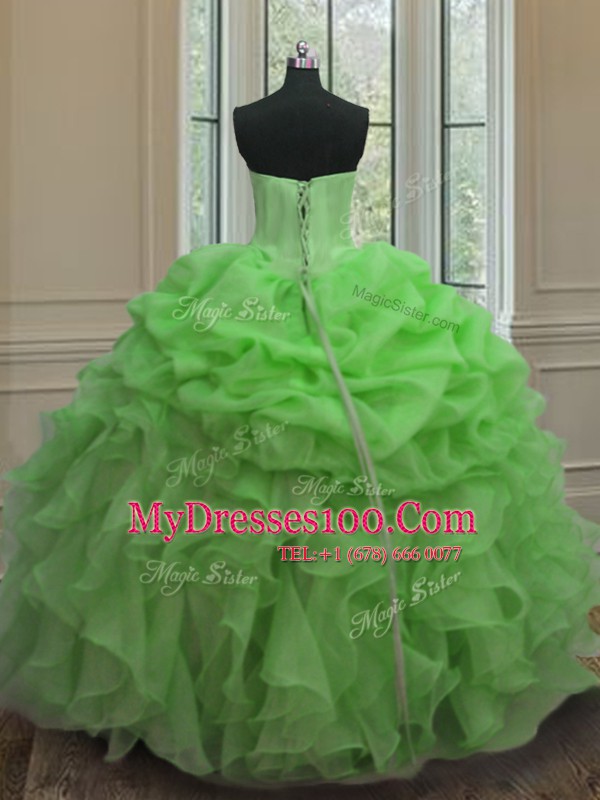 Amazing Beading and Ruffles and Pick Ups 15 Quinceanera Dress Lace Up Sleeveless Floor Length