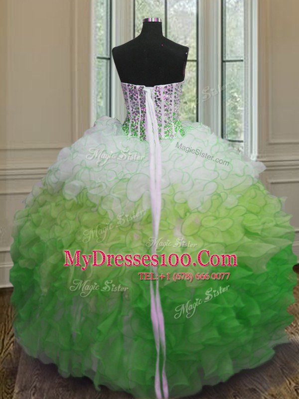 Latest Multi-color Sweet 16 Dress Military Ball and Sweet 16 and Quinceanera and For with Beading and Ruffles and Sashes ribbons Sweetheart Sleeveless Lace Up