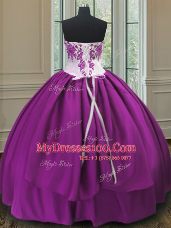 Floor Length Ball Gowns Sleeveless Purple Sweet 16 Dress Lace Up