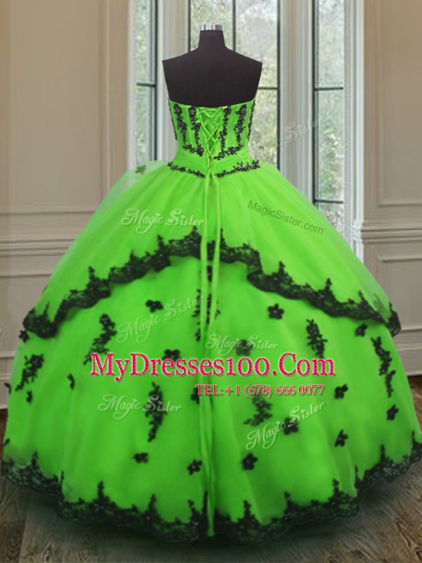Modern Appliques Sweet 16 Quinceanera Dress Lace Up Sleeveless Floor Length