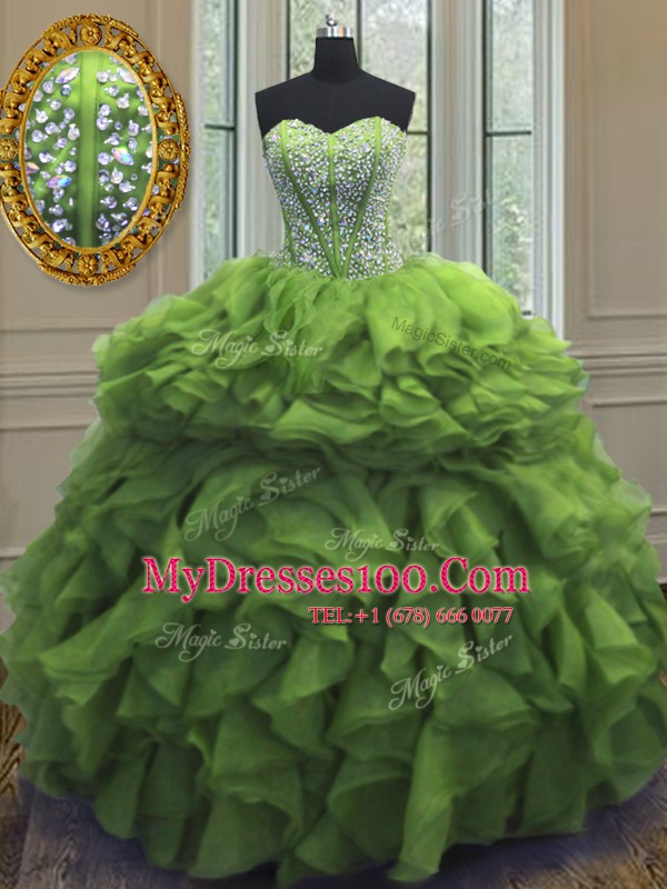 Floor Length Green Quinceanera Gowns Sweetheart Sleeveless Lace Up