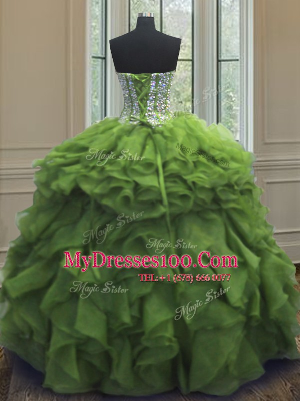 Floor Length Green Quinceanera Gowns Sweetheart Sleeveless Lace Up