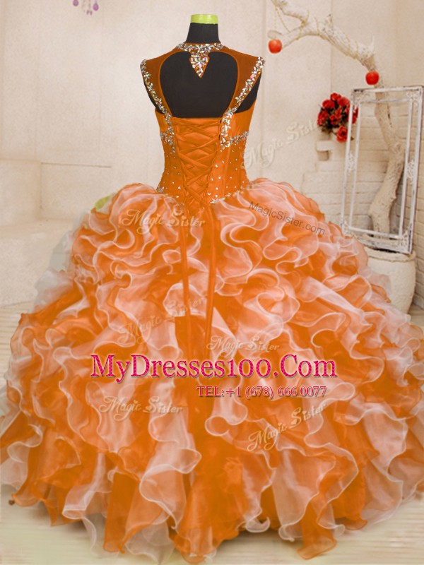 Luxurious Multi-color Sweetheart Lace Up Beading and Ruffles Sweet 16 Dress Sleeveless