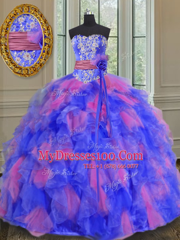 Floor Length Ball Gowns Sleeveless Multi-color Ball Gown Prom Dress Lace Up