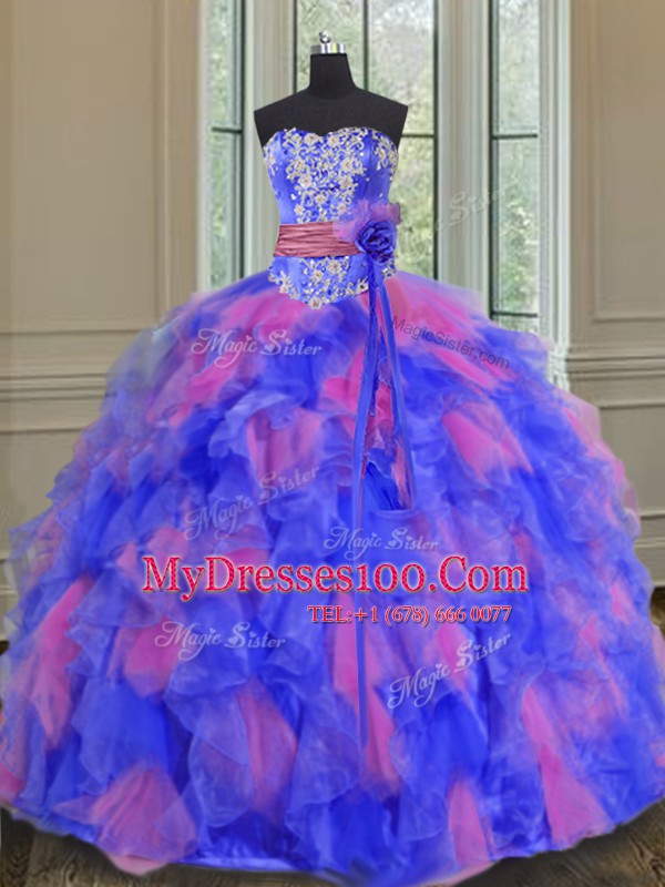 Floor Length Ball Gowns Sleeveless Multi-color Ball Gown Prom Dress Lace Up