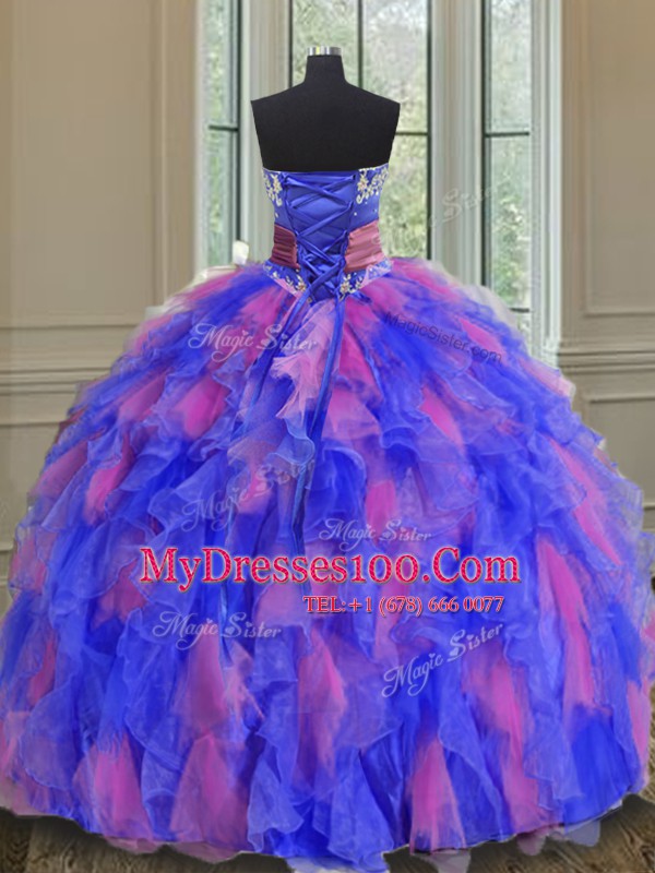 Floor Length Ball Gowns Sleeveless Multi-color Ball Gown Prom Dress Lace Up