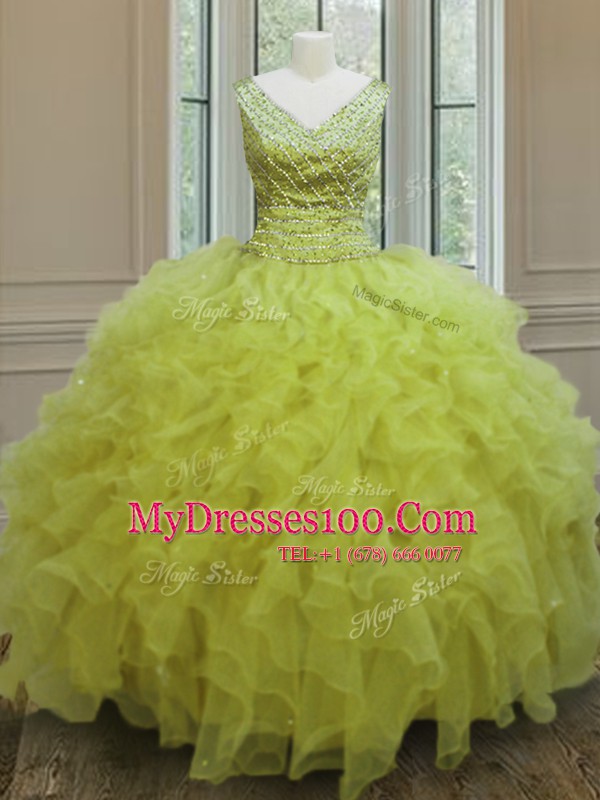 Sleeveless Beading and Ruffles Zipper Vestidos de Quinceanera