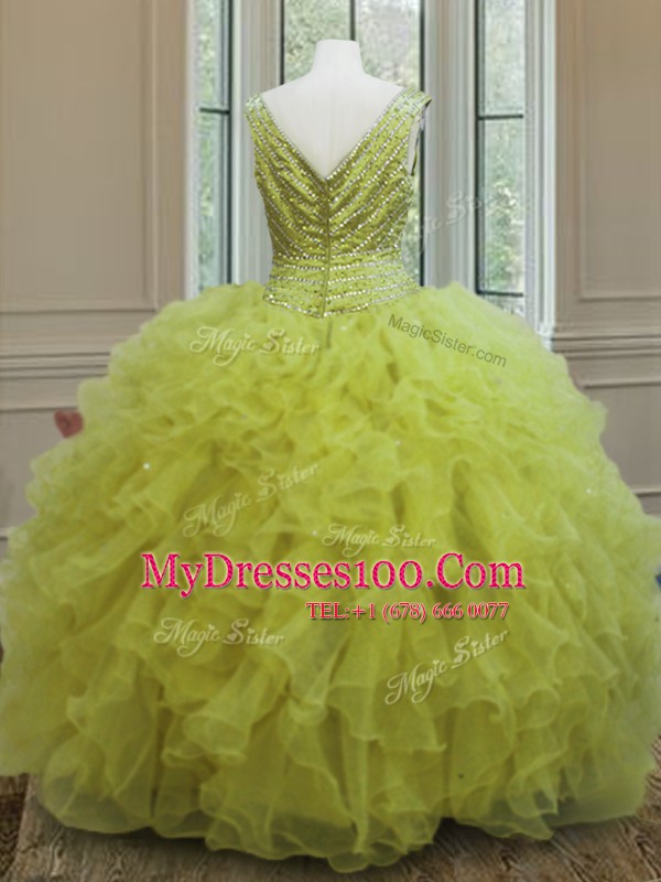 Sleeveless Beading and Ruffles Zipper Vestidos de Quinceanera
