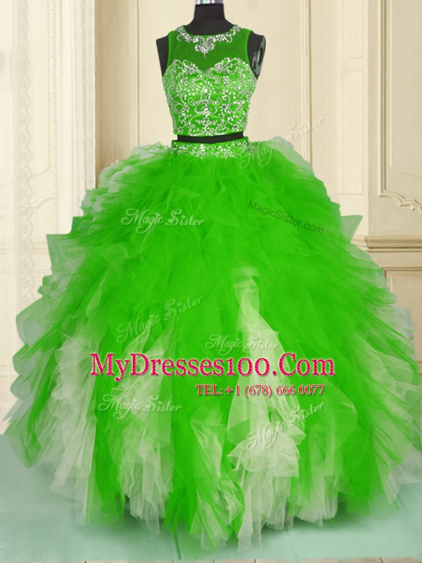 15th Birthday Dress Military Ball and Sweet 16 and Quinceanera and For with Beading and Ruffles Scoop Sleeveless Zipper