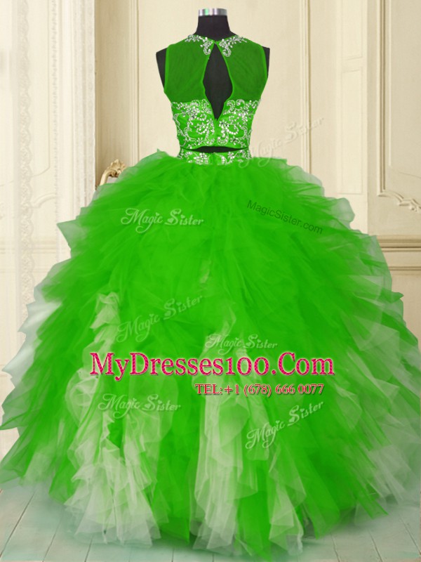 15th Birthday Dress Military Ball and Sweet 16 and Quinceanera and For with Beading and Ruffles Scoop Sleeveless Zipper