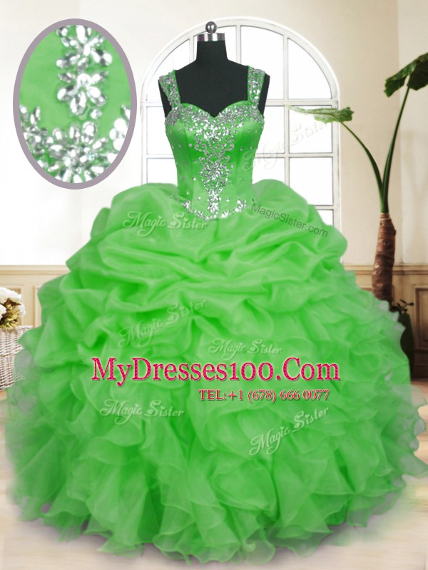 Enchanting Sleeveless Beading and Ruffles and Pick Ups Zipper Quinceanera Gowns